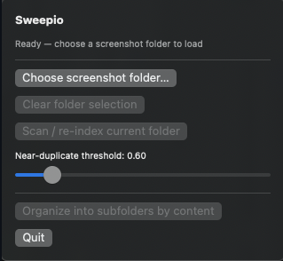 Sweepio macOS screenshot organizer